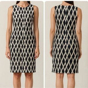 J. McLaughlin sleeveless workwear dress with diamond pattern, size S